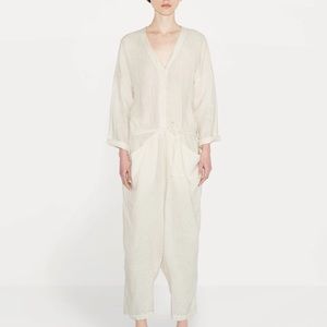 Black Crane Cream Jumpsuit